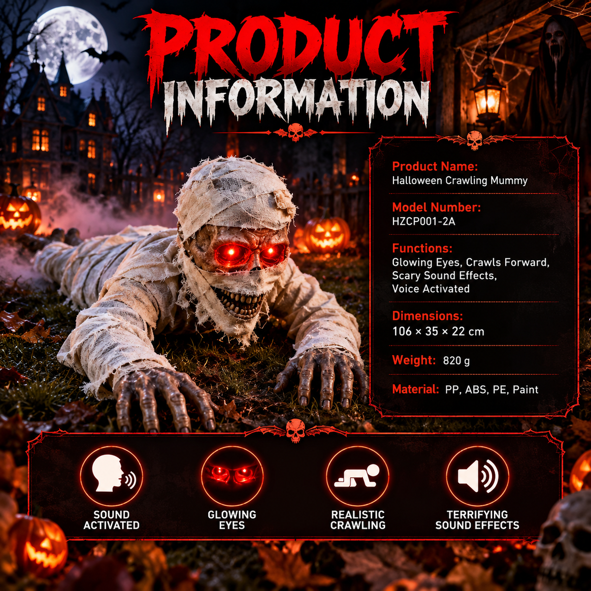 Electric Crawling Ghost Halloween Prop π»