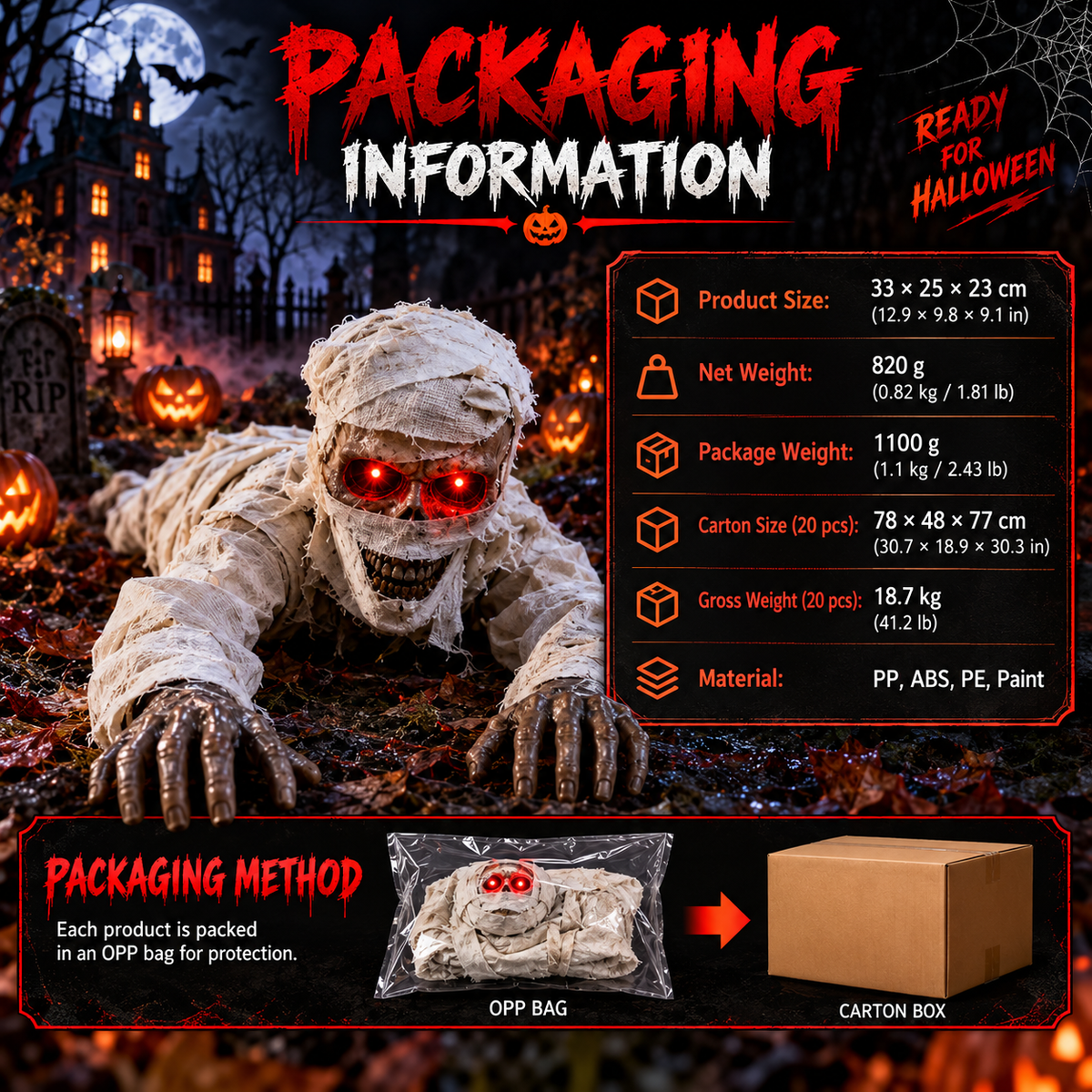 Electric Crawling Ghost Halloween Prop 👻