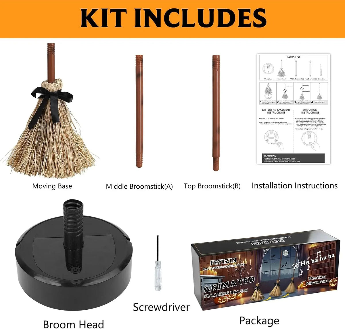 Floating Dancing Witch Broom Halloween Prop 🧙‍♀️🧹