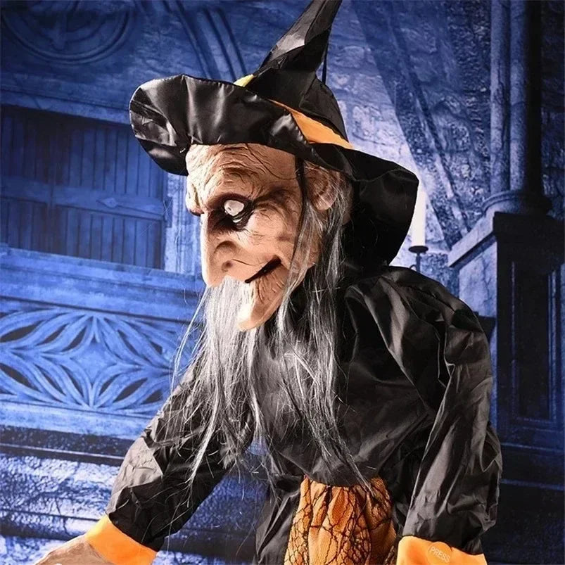 Glowing Hanging Witch Halloween Prop with sounds