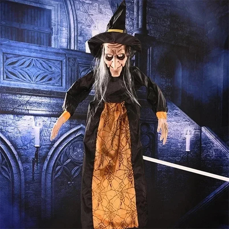 Glowing Hanging Witch Halloween Prop with sounds