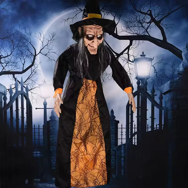 Talking Animatronic Witch with Glowing Red Eyes 🧙‍♀️🎃