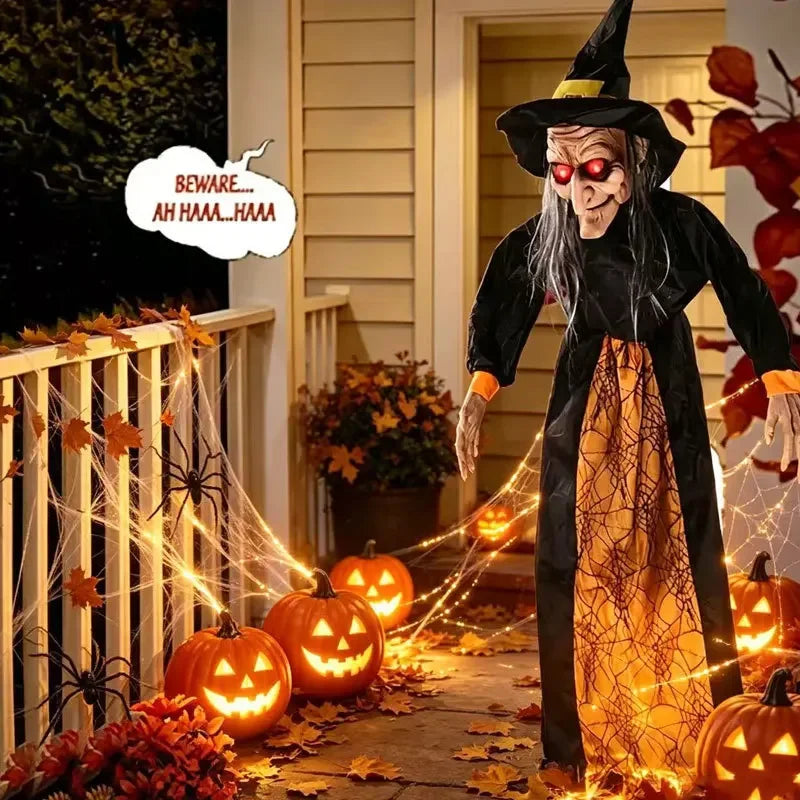 Glowing Hanging Witch Halloween Prop with sounds