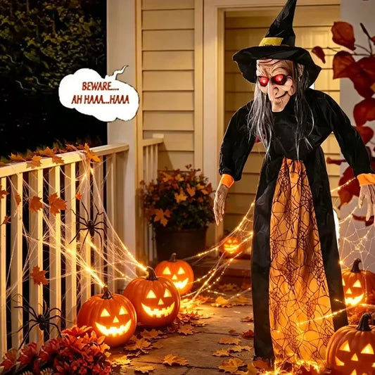 Glowing Hanging Witch Halloween Prop with sounds