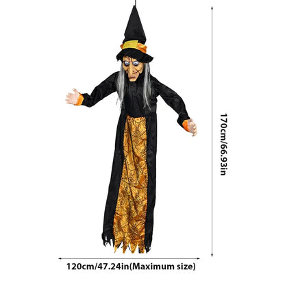 Glowing Hanging Witch Halloween Prop with sounds