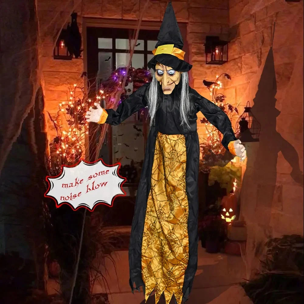 Talking Animatronic Witch with Glowing Red Eyes 🧙‍♀️🎃