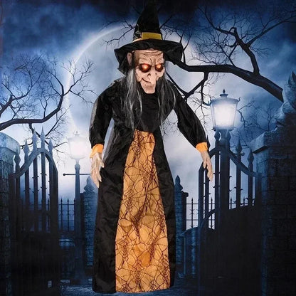 Glowing Hanging Witch Halloween Prop with sounds